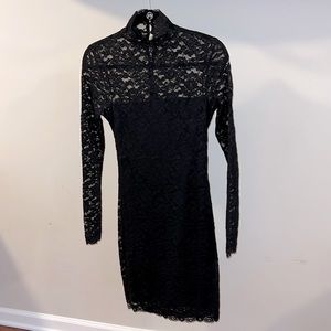 Black long sleeve, lace, open back, dress